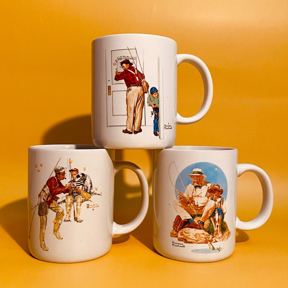 Vintage 1987 Norman Rockwell Collection Mugs Set of 3